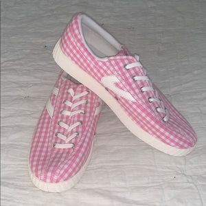 NEW Pink Gingham Tretorn Sneakers size 10